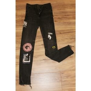 Punk Style Jeans with Patches